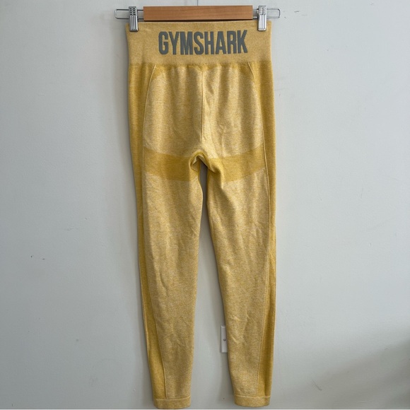Gymshark Flex High Waisted Seamless Yellow Leggings Yoga Active Fitness Workout - Picture 4 of 6